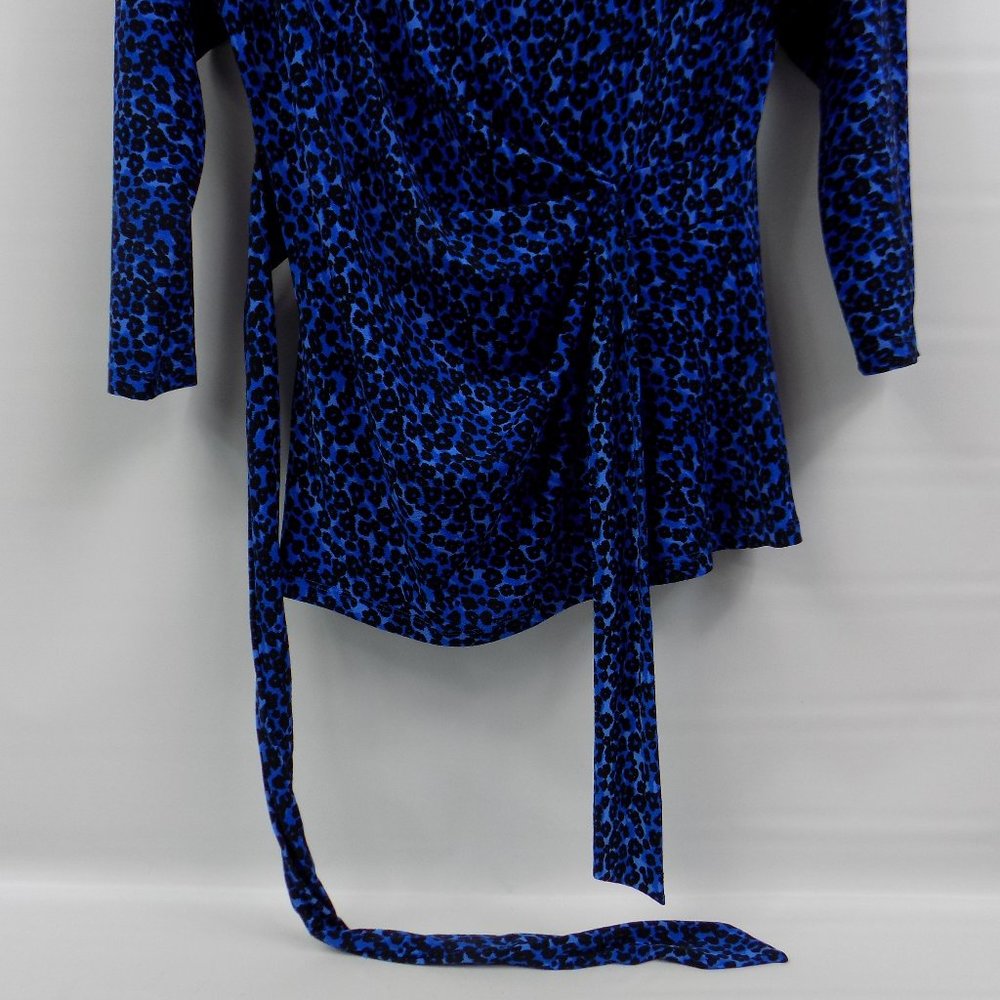 Ann Taylor Blue Leopard Print 3/4 Sleeve Blouse Size Small - Picture 4 of 7
